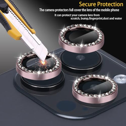 Camera Lens Protector for iPhone 15 Pro/15 Pro Max, Diamond Pink - color: Diamond Pink