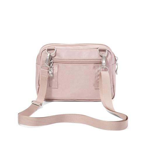 Baggallini Triple Zip with Front Wallet/Trifecta RFID Wallet Crossbody - color: Blush Shimmer