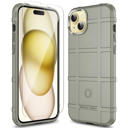 Rugged Shield 8ft Drop Proof TPU Thick Armor Tactical Protective Case Compatible with iPhone 15 Plus (6.7 inches) - Light Clay - color: Light Clay, size: iPhone 15 Plus