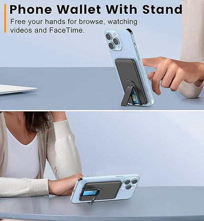 SHANSHUI Phone Card Holder, Ultra Slim Stick on Wallet Stand Silicone Sticky Business Credit Card ID Holder for Back of Phone Compatible with iPhone & Most Smartphones - Black