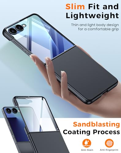 GooseBox for Samsung Galaxy Z Flip 7 Case with Screen Protection,Z Flip 7 Slim HD Clearly Case Ultra-Thin Anti-Scratch Shockproof Phone Case(Black) - color: Flip7-Black PYK