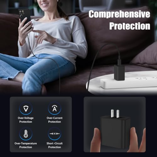 4Pack USB C Charger Super Fast Charging for Samsung Galaxy S25 Ultra - color: Black, size: 4Pack 3+6+6+10Feet