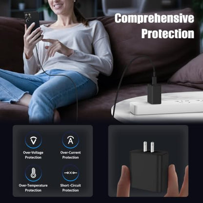 4Pack USB C Charger Super Fast Charging for Samsung Galaxy S25 Ultra - color: Black, size: 4Pack 3+6+6+10Feet