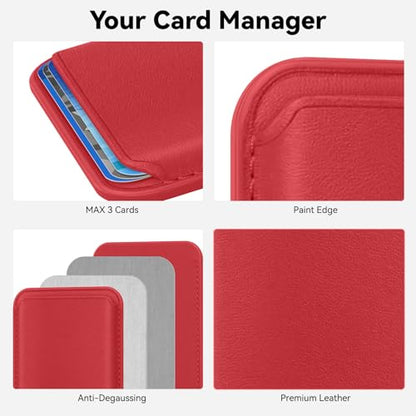 Magnetic Wallet Cell Phone Card Holder for Phone Case with Mag-Safe - color: Red, size: 1 Pack