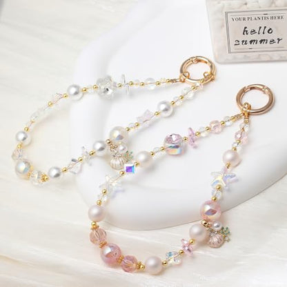 Beaded Phone Wrist Strap, Crystal Key chain Wristlet, Cute Purse Bag Charms - style: Style3
