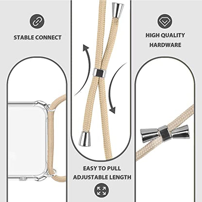 for iPhone 7 Plus Crossbody Case Clear Adjustable Shoulder Neck Lanyard Strap Cover for iPhone 7+/ 8+ Women Girls Soft Slim Protective Hanging Phone Mobile Case for iPhone 8 Plus - Beige - size: for iPhone 7plus/8plus