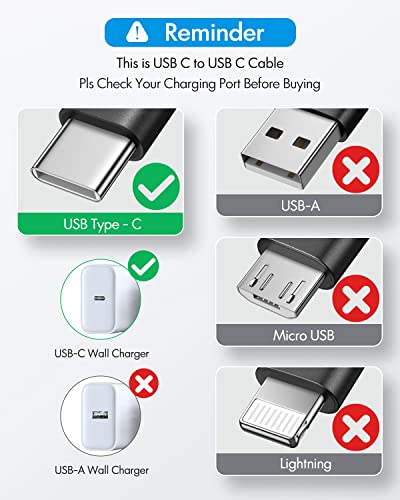 CLEEFUN USB C to USB C Cable, 5-Pack C to C Cable Fast Charging 60W - color: Black, size: 3ft+3ft+6ft+6ft+10ft