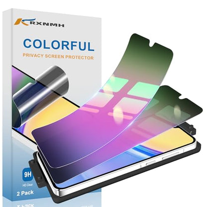 2 Pack Galaxy A15 5g Privacy Screen Protector for Samsung Galaxy A15 5g Screen Protector, Gradient Colorful, Anti-Spy, Anti-Blue Light，No Bubble, (PET material)