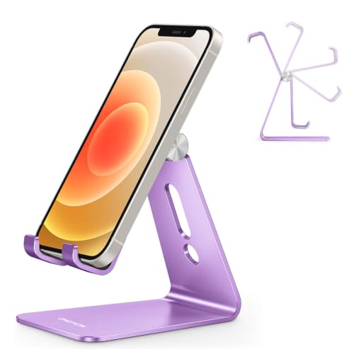 OMOTON C2 Adjustable Aluminum Cell Phone Stand with Charging Cutout, Purple - color: Purple