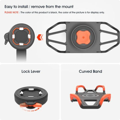 Bike Handlebar Phone Mount with Shockproof Silicone Grip – Quick-Lock Aluminum Out-Front Holder with Quad Safety Buckles & Elastic Strap, Fits 4.0”–6.7” Phones – Secure Fit for Road & Urban Rides - style: 【4-Buckle Style】Stem Mount + Silicone Adapter - Bl