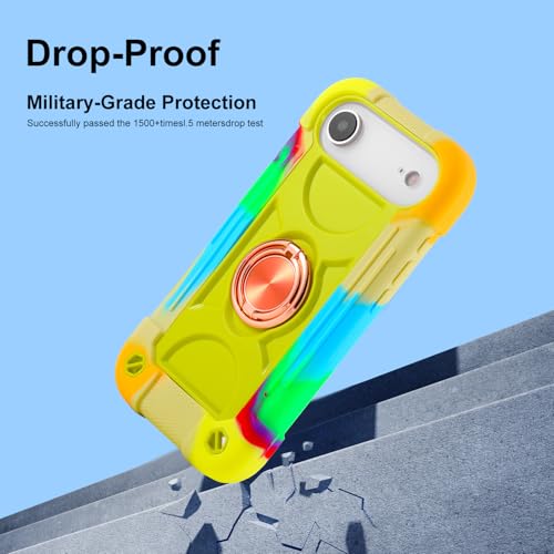 MARKILL Compatible with iPhone Air Case 6.5 Inch 2025 with 360 Degree Rotate Ring Stand, Military Grade Drop Protection Full Body Rugged Protective Case Kids - color: Rainbow Green, size: iPhone Air 6.5"