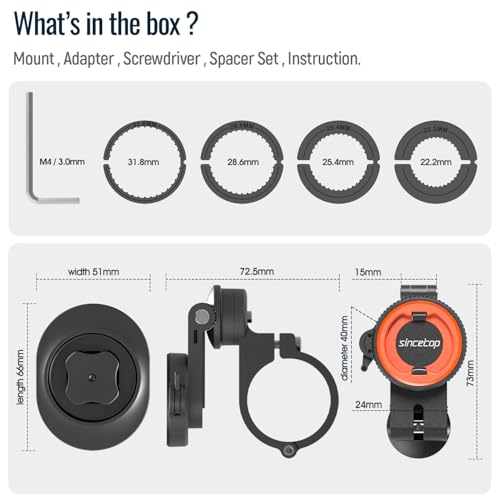 Bike Phone Mount,Motorcycle Phone Holder with Universal Adapter,Out Front Bicycle Handlebar Mount for Mountain Road EBike,Scooter,Moto,MTB,Quick Release 【Series C - 1st Gen】Angle Adjustment Edition - color: 【1st Gen】Handlebar Mount-Pro-Orange