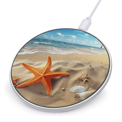 Sea Beach Starfish Wireless Charger Qi-Certified Fast Wireless Charging Pad with USB Cable Portable Charging Station Slim Charger Mat for Most Wireless Charging Smartphones