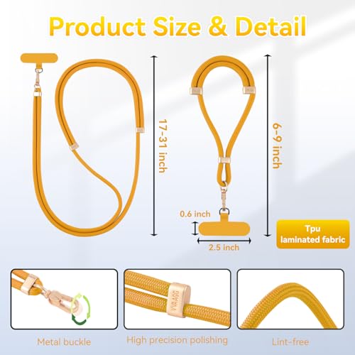 VVAAGG Cell Phone Lanyard for iPhone Crossbody Phone Strap - color: Yellow