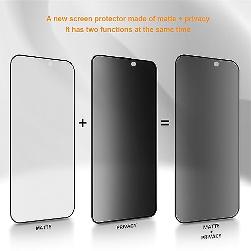 for iPhone 15 Pro Max 6.7" Matte Privacy Screen Protector with Camera Lens Protector Full Coverage Anti-glare Anti-spy Tempered Glass Film Anti-fingerprint Easy Installation - size: iPhone 15 Pro Max 6.7 inch