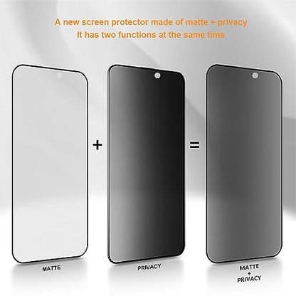 for iPhone 15 Pro Max 6.7" Matte Privacy Screen Protector with Camera Lens Protector Full Coverage Anti-glare Anti-spy Tempered Glass Film Anti-fingerprint Easy Installation - size: iPhone 15 Pro Max 6.7 inch