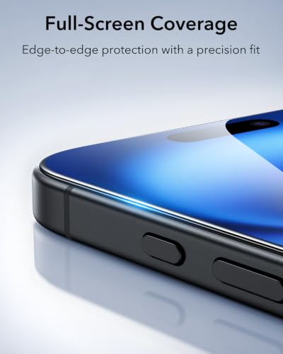 ESR 3 Pack for iPhone 16/iPhone 15 Screen Protector, Classic | Easy One-Pull Installation, 2X Impact Absorption, 9H Tempered Glass, Full-Coverage Protection, UltraFit Tray, Bubble-Free - size: iPhone 16/15 6.1 inch