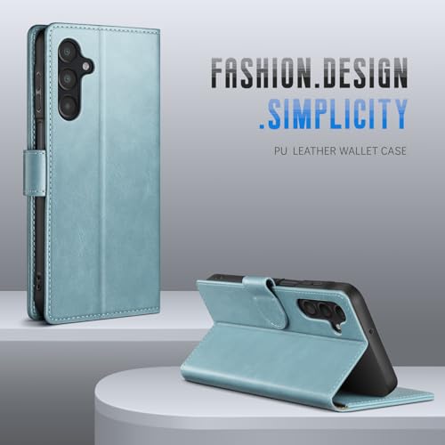 Wallet Case for Samsung Galaxy A16 5G, Sky Blue | RFID-Blocking Card Holder, Kickstand, Magnetic Closure, PU Leather Folio Flip Cover, Protective Women Men Cases - color: Sky Blue, size: SamsungGalaxy A16