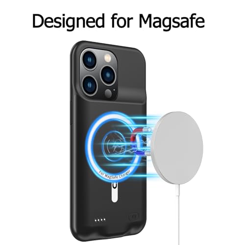 Battery Case for iPhone 15 Pro, 10000mAh Portable Protective Charging Case with Wireless Charging Compatible with iPhone 15 Pro (6.1 inch) Extended Battery Pack Charger Case with Carplay (Black) - size: iPhone 15 Pro