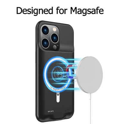 Battery Case for iPhone 15 Pro, 10000mAh Portable Protective Charging Case with Wireless Charging Compatible with iPhone 15 Pro (6.1 inch) Extended Battery Pack Charger Case with Carplay (Black) - size: iPhone 15 Pro