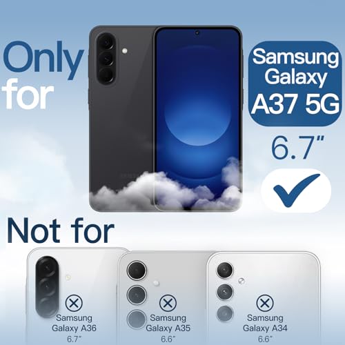 JETech Case for Samsung Galaxy A37, Anti-Yellowing, Black | Shockproof Protection, Scratch Resistant Hard PC Back, Durable Transparent TPU Bumper - color: Black, size: Galaxy A37