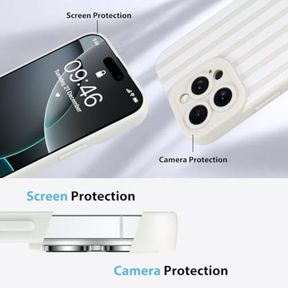 KANGHAR Compatible with iPhone 16 Pro Case Stripes -White | Silicone Cute Pattern, Camera Protection Soft Slim Phone Case for Phone Case - color: Stripes-White, size: iPhone 16 Pro