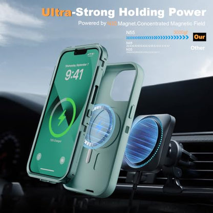 Follaroma for iPhone 13 Case with Stand & Built-in Camera Cover, MagSafe Compatible, Heavy-Duty Shockproof Protection, Magnetic & Rugged Phone Cover for iPhone 13 6.1'', Mint - color: Mint