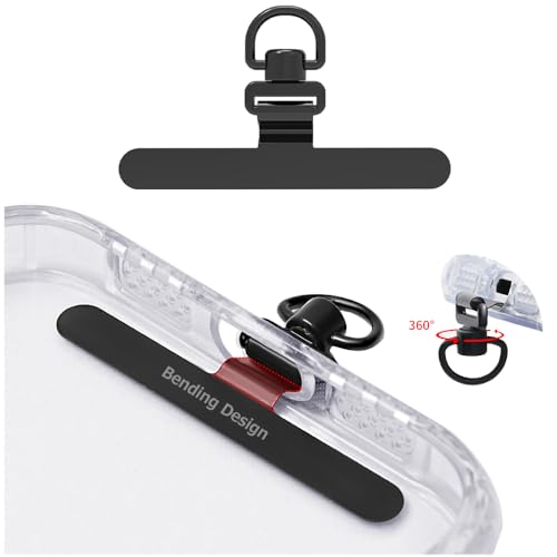 Phone Tether Tab, 360° Rotation Ultra-thin 0.2mm Bending Design Universal Stainless Steel Phone Lanyard Tab Without Adhesive,Metal Phone Lanyard Replacement Patch for Cell Phone (Black) - color: G