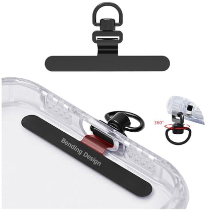 Phone Tether Tab, 360° Rotation Ultra-thin 0.2mm Bending Design Universal Stainless Steel Phone Lanyard Tab Without Adhesive,Metal Phone Lanyard Replacement Patch for Cell Phone (Black) - color: G
