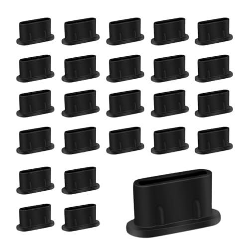 50 Pack Type C Anti Dust Plugs USB C Dust Cover Silicone USB C Dust Plug Type-C Charging Port Protector Compatible with iPhone 15 Samsung Galaxy S20 S21 S22 S23 Pixel MacBook USB C Cover Cap (Black)