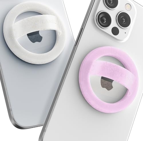 2-Pack Magnetic Phone Grip Holders for iPhone, Compatible with MagSafe (Soft-Touch Silicone) Cute Finger Loops for Women, Comfortable and Secure Fit (Clear Sparkle & Glitter Pink) - color: Pink Glitter
