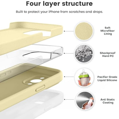 Vooii Compatible with iPhone 15 Pro Max Case, Upgraded Premium Silicone, [Camera Protection] [Soft Anti-Scratch Microfiber Lining] Shockproof Phone Case for iPhone 15 Pro Max 6.7 inch - Creamy Yellow - color: Creamy Yellow, size: iPhone 15 Pro Max
