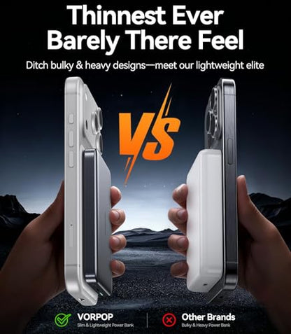 10,000mAh Portable Charger for iPhone, Ultra-Slim Magnetic Power Bank