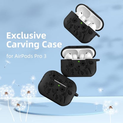 Lerobo for AirPods Pro 3 Case with Cleaner Kit & Keychain, Black - color: A-Black, size: AirPods Pro 3