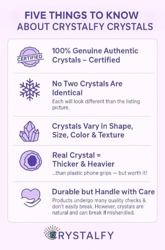 Grips by CRYSTALFY Crystal Phone Grip Holder & Expanding Kickstand-Natural Gemstone Swappable Top Accessory Compatible with iPhone, iPad, Kindle & Mobile Devices (Round White Quartz Druzy, Adhesive) - color: Round White Clear Quartz Druzy, style: Adhesive