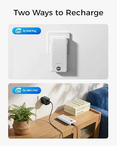 VEGER Portable Charger for iPhone, Power Bank Built in Cables and Wall Plug - color: B White
