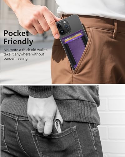 for MagSafe Wallet with Money Clip, Adjustable Stand, 8 Card Holder | ID Window, Stronger Magnetic Wallet for iPhone 17/16/15/14/13/12 Series, RFID Blocking, for iPhone Wallet, Purple - color: Purple