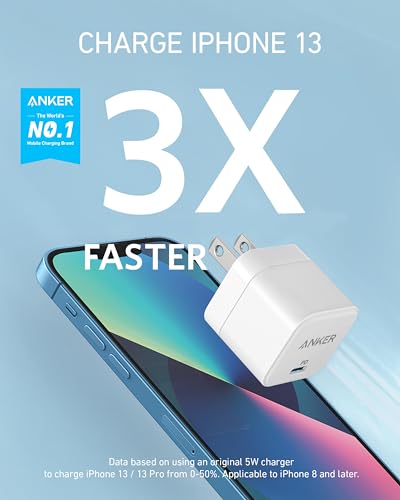Anker USB C Charger with Foldable Plug, 20W USB C Charger Block for iPhone 17/16 / 15 and More Series, Galaxy, Pixel, iPad (3 Pack, Cable Not Included)