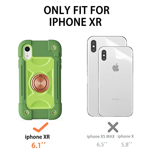 MARKILL Compatible with iPhone XR Case 6.1 Inch with Ring Stand, Heavy-Duty Military Grade Shockproof Phone Cover for iPhone XR 6.1. Avocado - color: Avocado, size: iPhone XR 6.1"