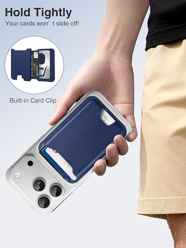 TopMade for MagSafe Wallet, Strongest Magnetic Phone Wallet, 4 Cards Holder - color: Dark Blue