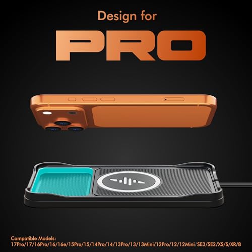 Wireless Car Charger Pad for iPhone 17/16/15/14/13/12 Pro & Samsung, Non Slip Wireless Charging Pad for Car Dashboard Console, USB A Phone Charger for Vehicle Commute Travel, Fits Small Phones