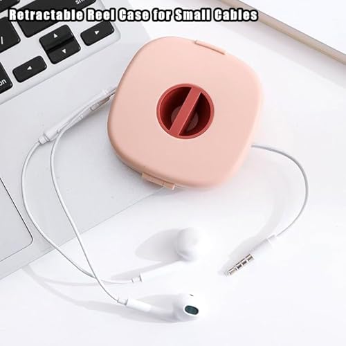 2 in 1 Cable Winder with Phone Stand, Durable Cable Organizer and Charging Stand, Portable Charging Cables Protective Case, for USB, Earphones (Blue+Pink) - color: BLUE+PINK