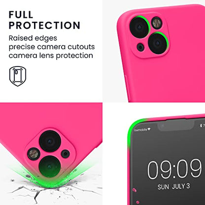 kwmobile Case Compatible with Apple iPhone 13 Case - Protective Slim TPU Cover with Soft Matte Finish - Neon Pink