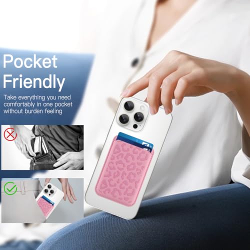 Compatible with MagSafe Wallet, Cute Cheetah Print Pattern, Pink - color: Pink Cheetah Print