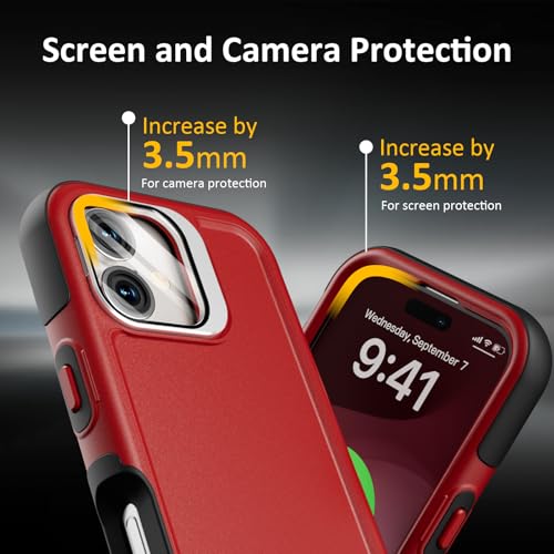 Follaroma Magnetic for iPhone 17 Case with Camera Stand, Red, 6.3" | Built-in Glass Camera Cover,Compatible with MagSafe,Heavy Duty Shockproof Protective,Military-Grade Anti-DropDual Layer Cover - color: Black Red, size: iPhone 17 6.3''