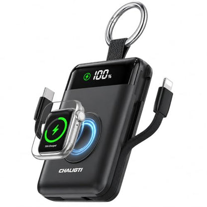 5000mAh Portable Charger w/Display,20W Power Bank&iWatch Charger - color: Black, size: 5000mAh