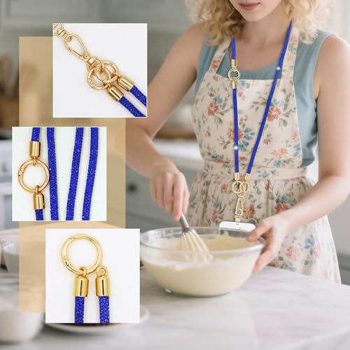 ABJFJE Crystal Phone Lanyard Crossbody & Wrist Strap Phone Strap Crossbody & Wrist Lanyard Anti Theft Phone Strap for Women - color: Ryalblue Crystal