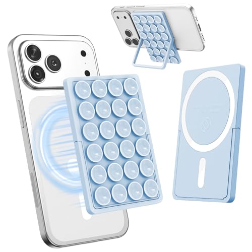 KADES MagSafe Phone Grip with 24 Suction Cups & Adjustable Stand - color: Light Blue
