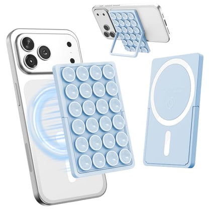KADES MagSafe Phone Grip with 24 Suction Cups & Adjustable Stand - color: Light Blue
