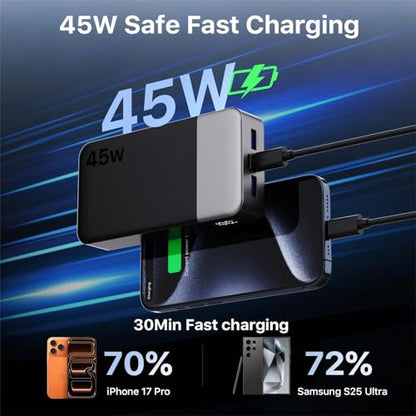 NOBIS 45W 20000mAh Portable Charger Power Bank Fast Charging - color: Black